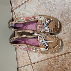 Lilly-Printed Sperry Top Sliders, Size 8
